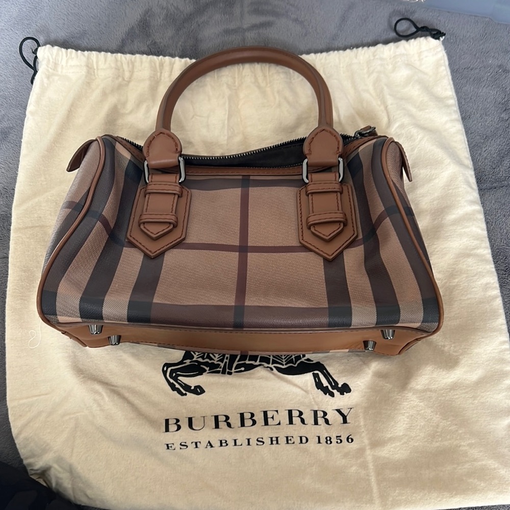 Burberry Brown Smoke Check Chester Boston Bag Dark brown